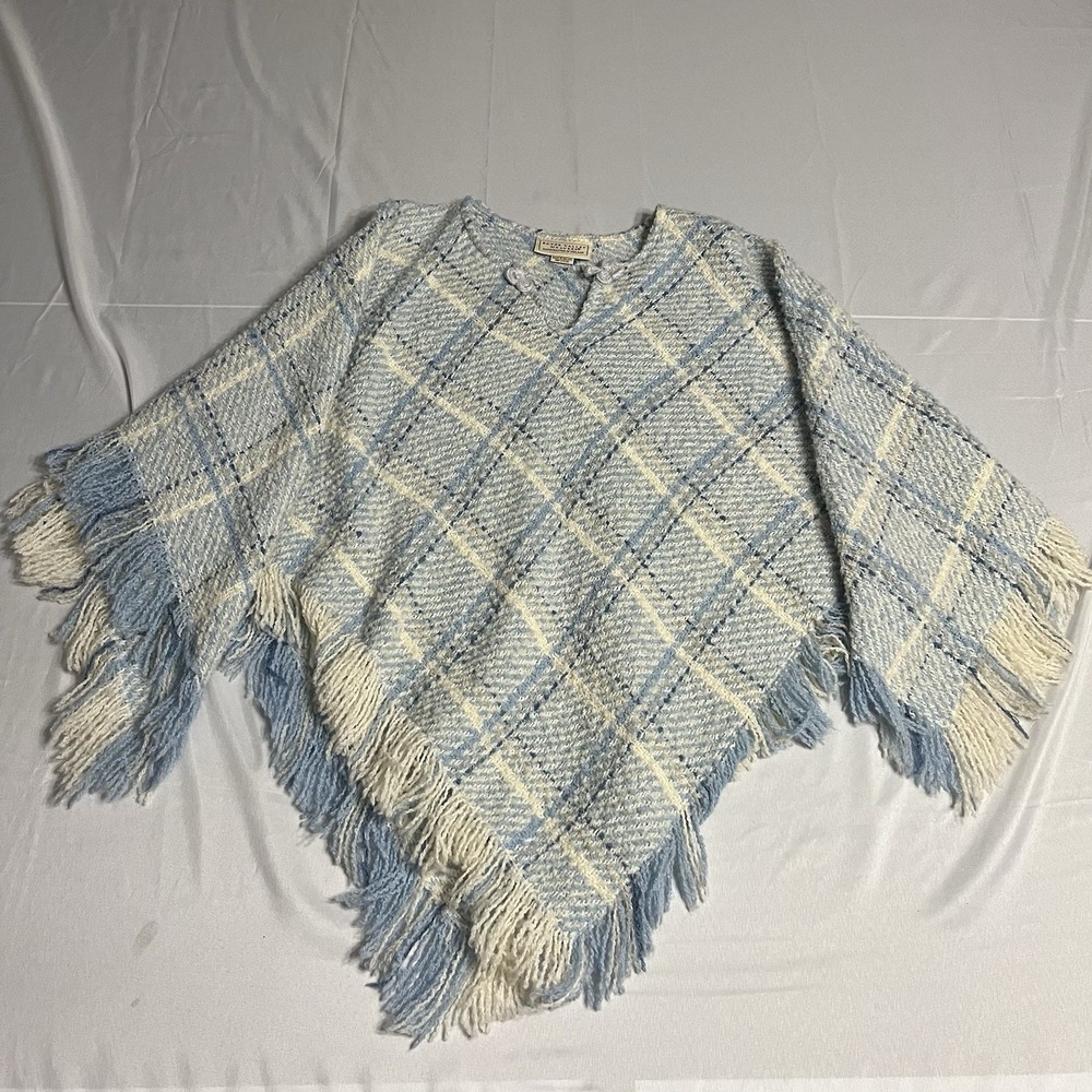 Boyne Valley Weavers Poncho Cape OS One Size Fringe Boho Ireland Wool Alpaca++